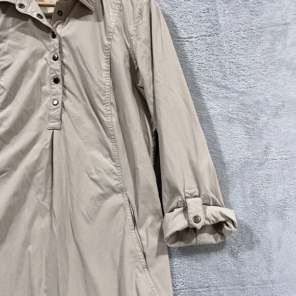 Duluth Trading Breezeshooter Shirt Dress M Ripstop Roll Tab Snaps Beige - Picture 5 of 9